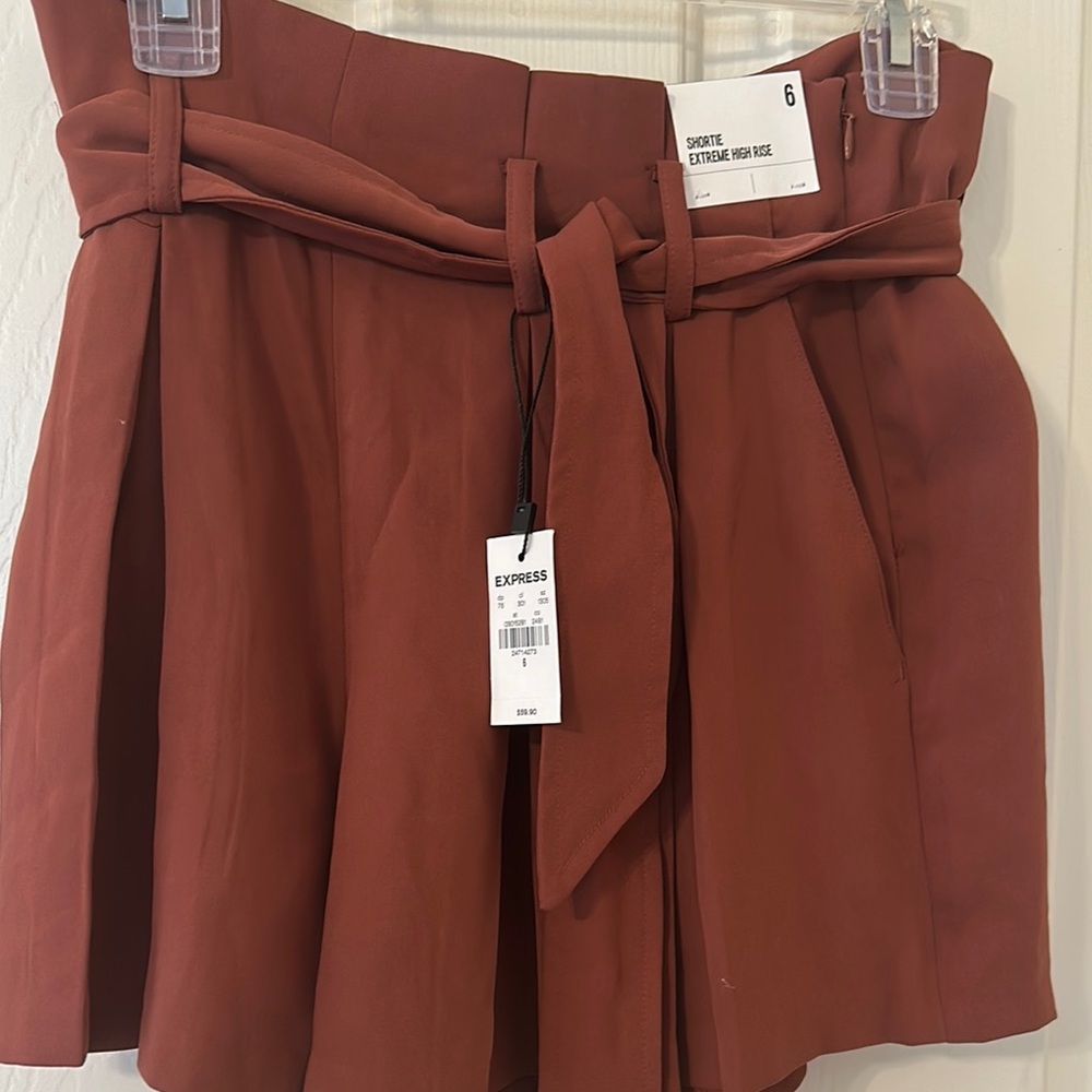 Rust Tie-Waist Shorts - Picture 4 of 4